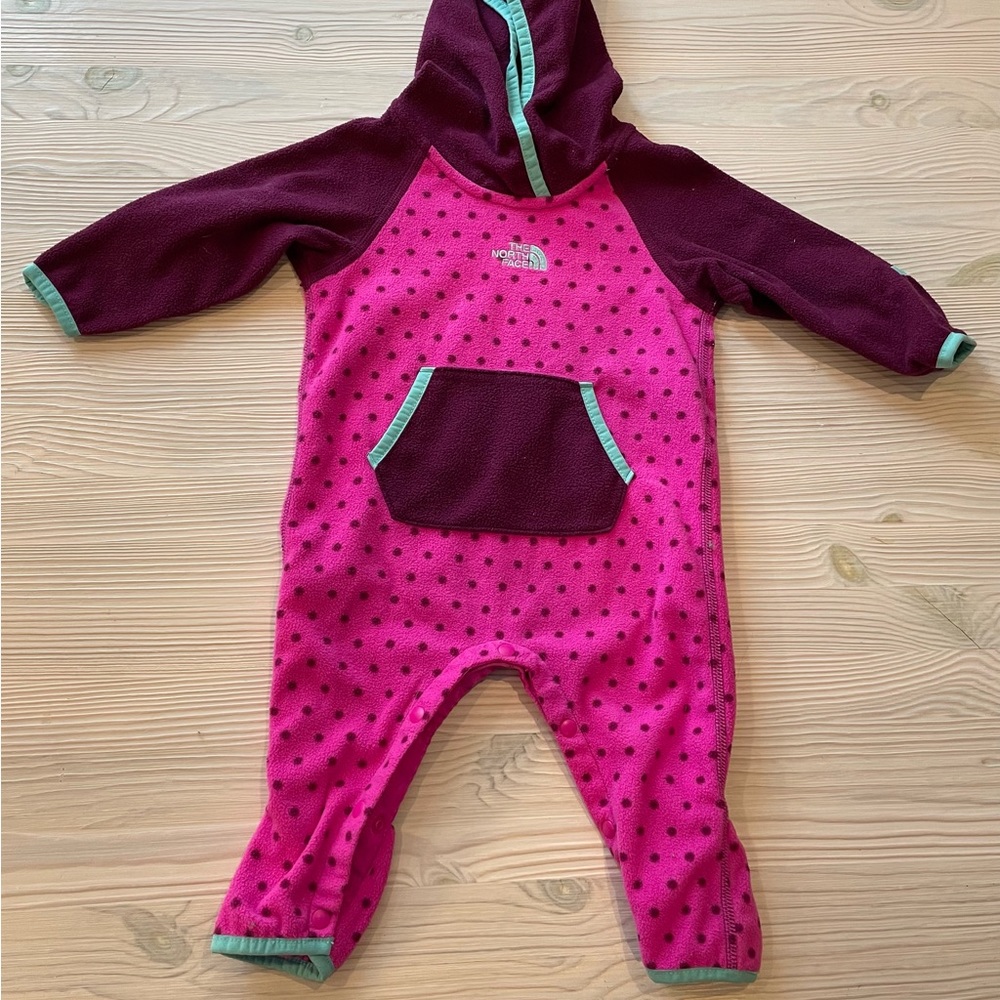 North Face Pink Polka Dot Bunting 3-6M